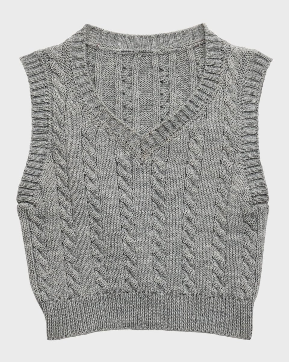 Girl's Cable Knit Sweater Vest, Size S-XL
